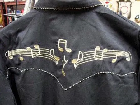 Men's Vintage Western Shirt Collection: Scully Gold Musical Notes
