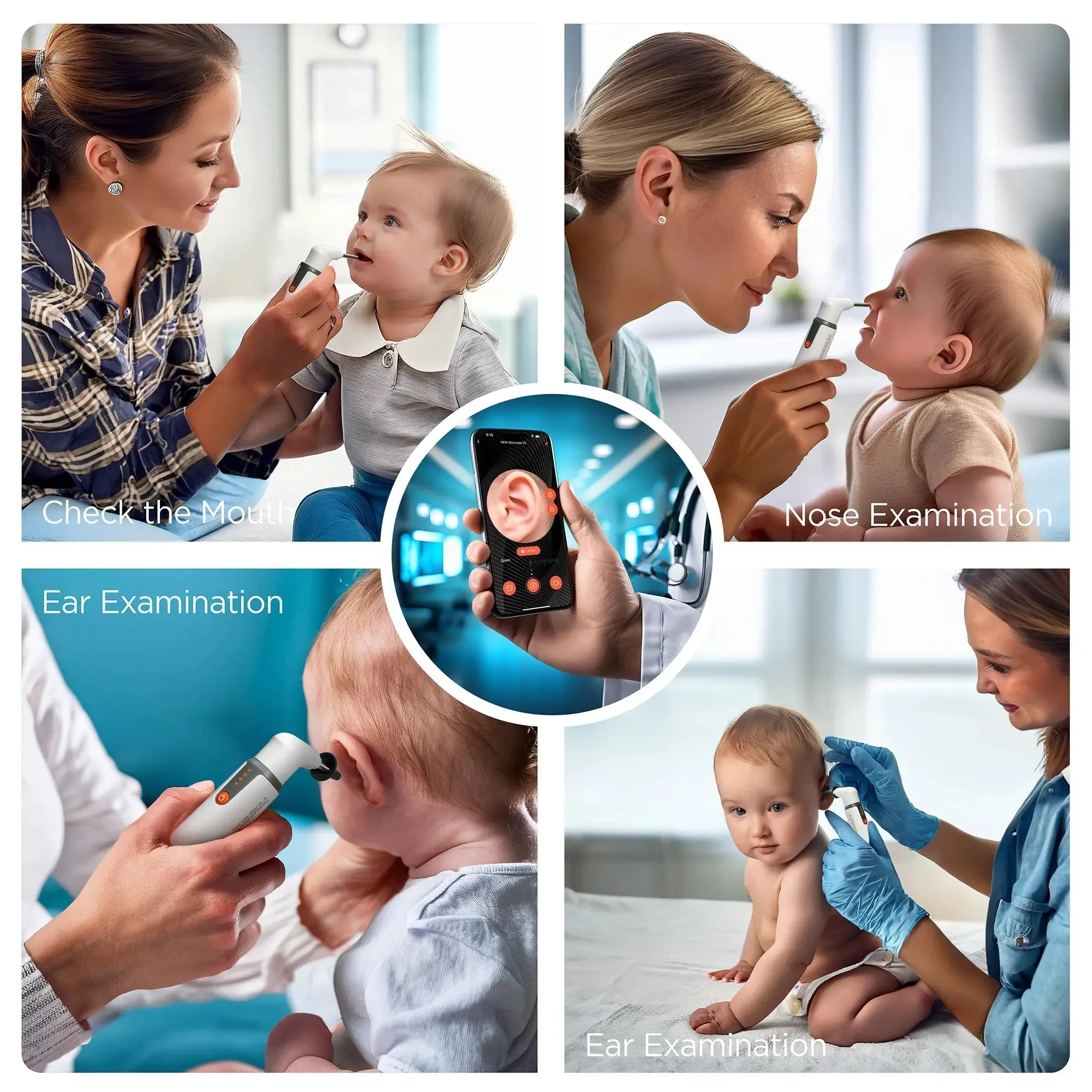MOBI Ear, Nose & Throat Smart Otoscope Jr. HD Camera-1080P HD Lens, Multi-Axis Gyroscope, 6 LED Lights, 90  Min Use,