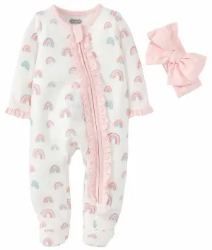 Mud Pie Rainbow Sleeper & Headband Set