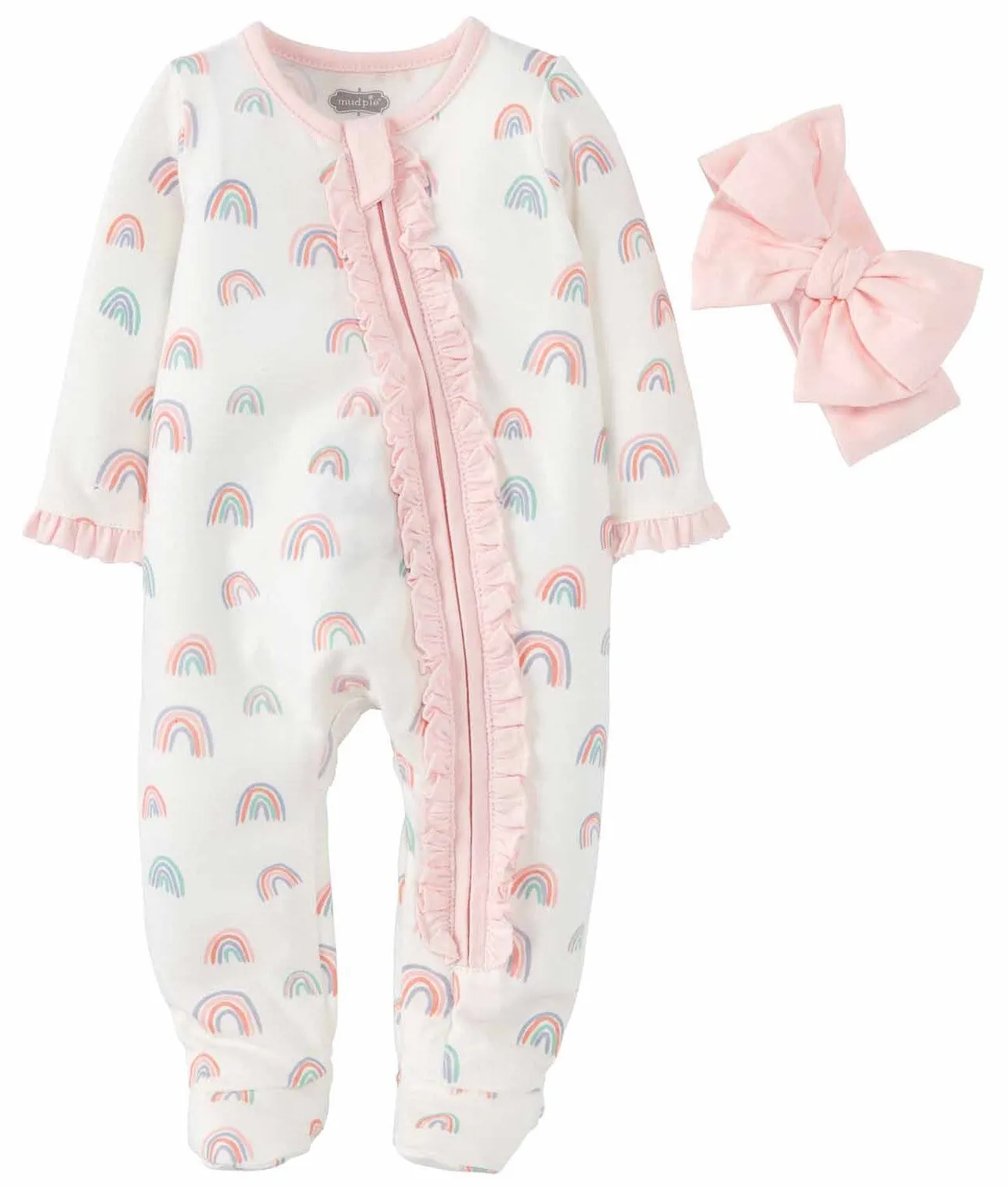 Mud Pie Rainbow Sleeper & Headband Set