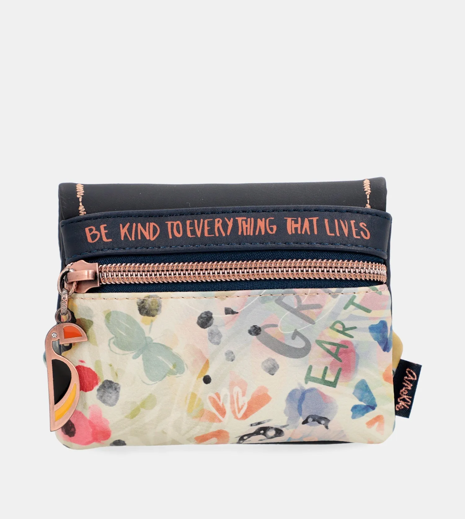 Nature Pachamama navy blue flap wallet