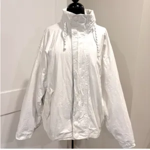 Nautica vintage 1993 white zip front coat with hidden hood in collar size Large