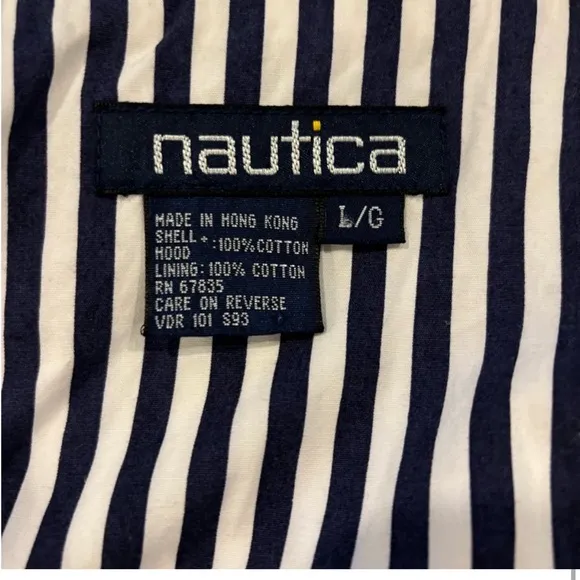 Nautica vintage 1993 white zip front coat with hidden hood in collar size Large