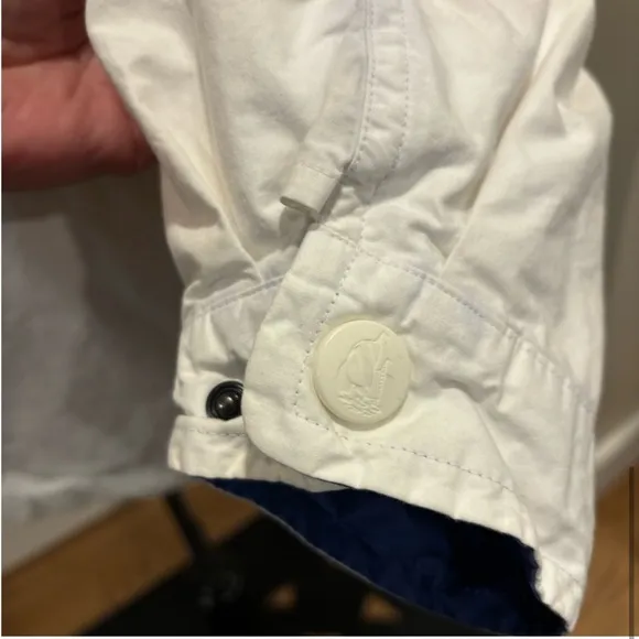Nautica vintage 1993 white zip front coat with hidden hood in collar size Large