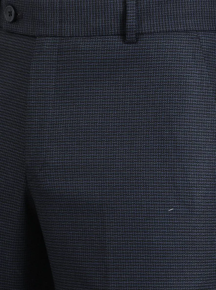 Navy Blue Solid Slim Fit Formal Trouser | JB Studio