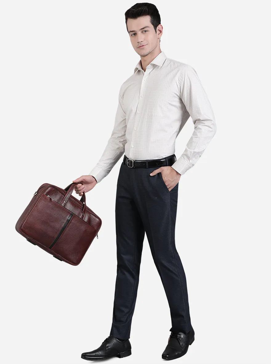 Navy Blue Solid Slim Fit Formal Trouser | JB Studio