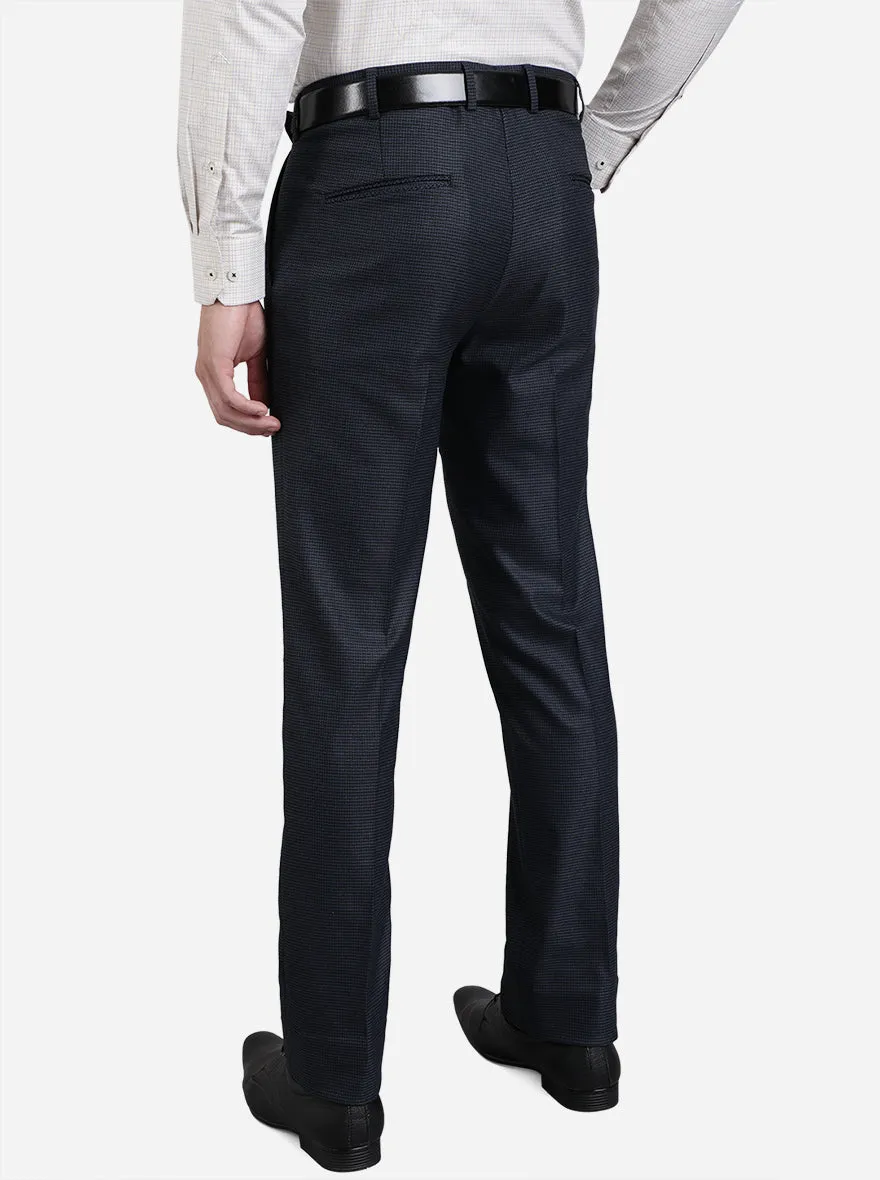 Navy Blue Solid Slim Fit Formal Trouser | JB Studio