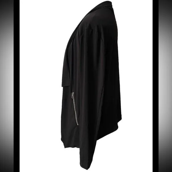 Neiman Marcus Black Women’s Size Medium Open Front Jacket W/zippered Pockets