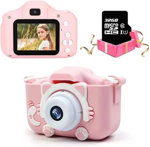 New Digital Camera for Kids with 32 GB Memory Card and Games - 16.0MP 2.0 Inch HD Shockproof Camera, IPS Screen Kids Video Camera (Pink)