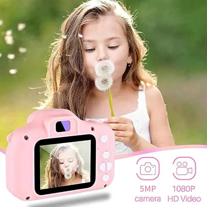 New Digital Camera for Kids with 32 GB Memory Card and Games - 16.0MP 2.0 Inch HD Shockproof Camera, IPS Screen Kids Video Camera (Pink)