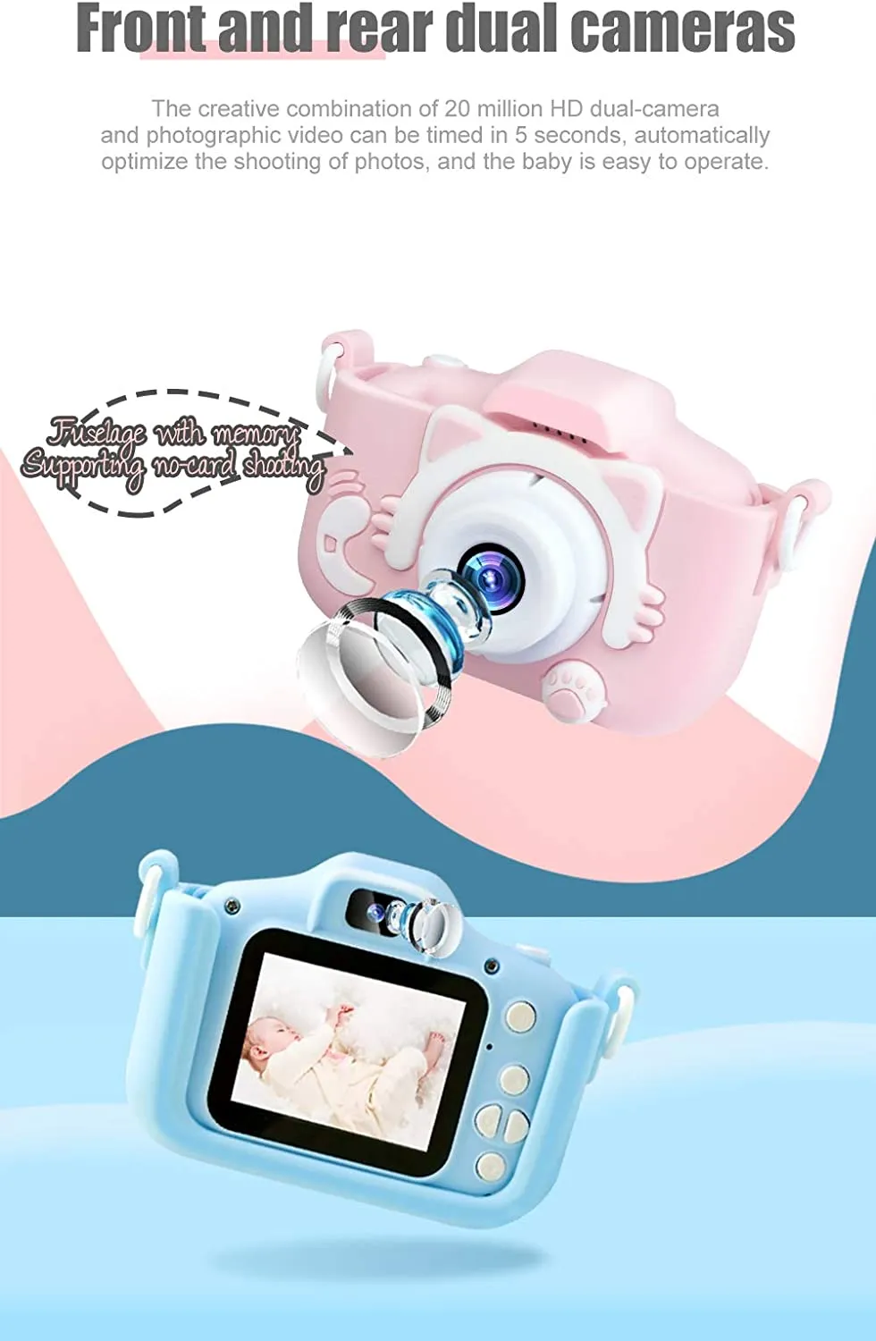 New Digital Camera for Kids with 32 GB Memory Card and Games - 16.0MP 2.0 Inch HD Shockproof Camera, IPS Screen Kids Video Camera (Pink)