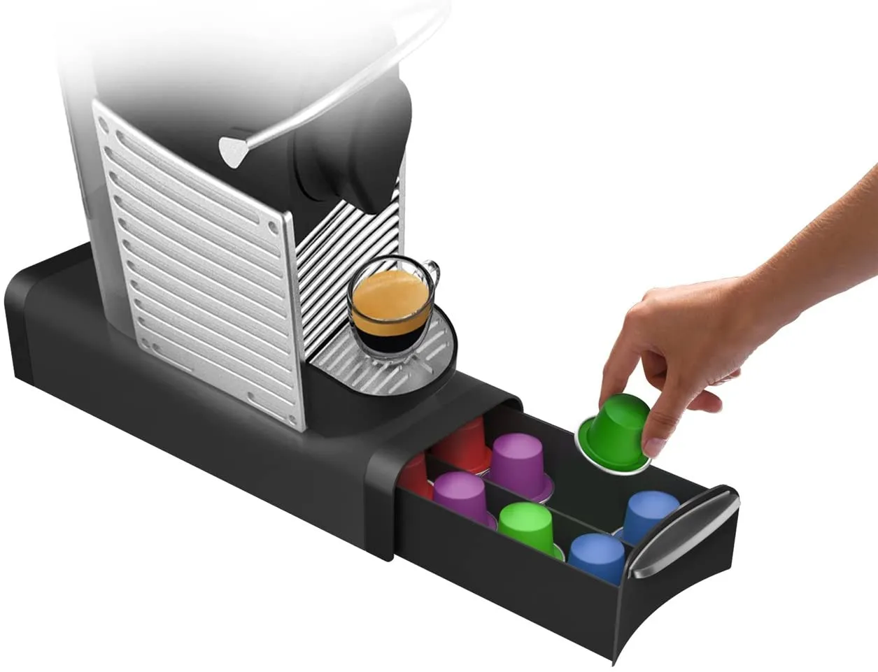 New in box! Mind Reader TRY03-BLK Slim Coffee Pod Storage Drawer for 12 K-Cups, 14 CBTL/Verismo