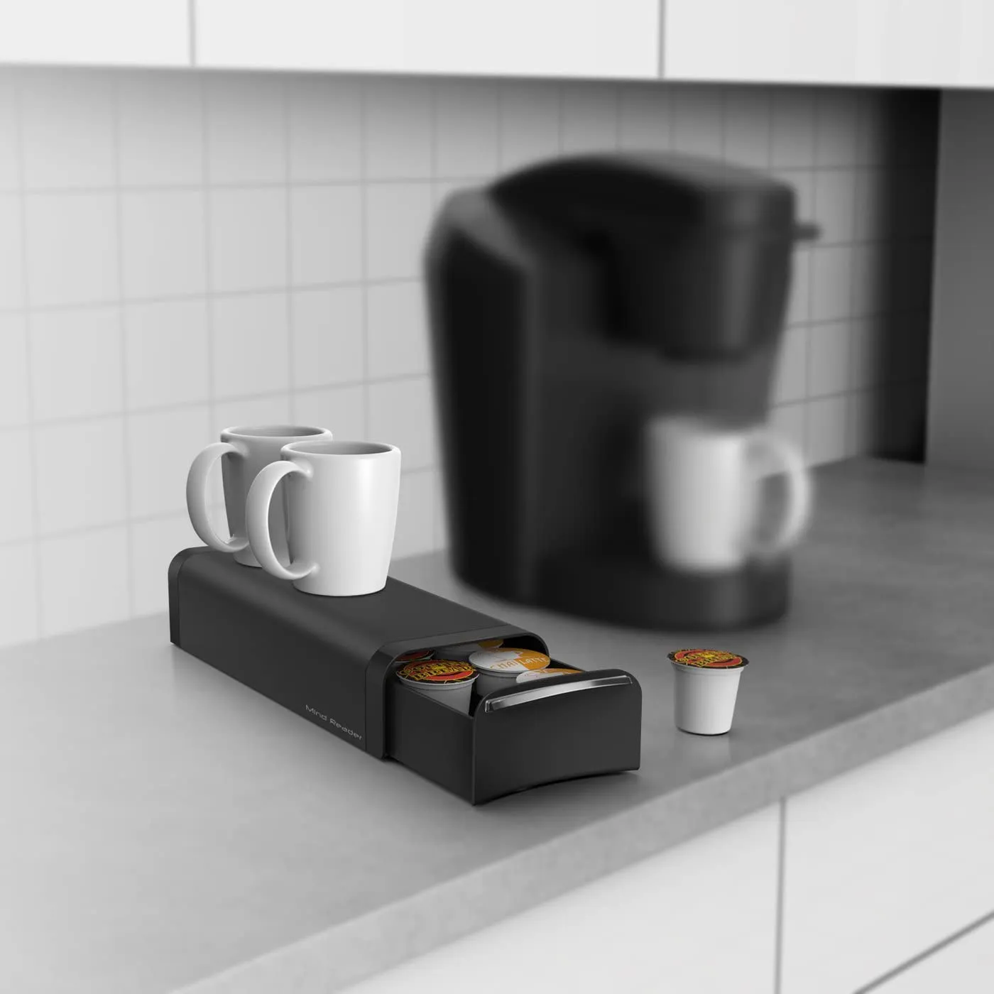 New in box! Mind Reader TRY03-BLK Slim Coffee Pod Storage Drawer for 12 K-Cups, 14 CBTL/Verismo