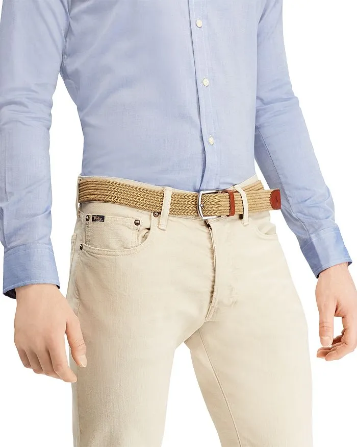 NEW WITH TAGS! POLO RALPH LAUREN 34MM BRAIDED FABRIC STRETCH BELT, SZ M! RETAILS $75 