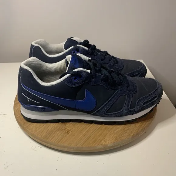 Nike Air Waffle Trainer Leather Mens Size 11.5 Dark Obsidian/Gym Blue 454395-442