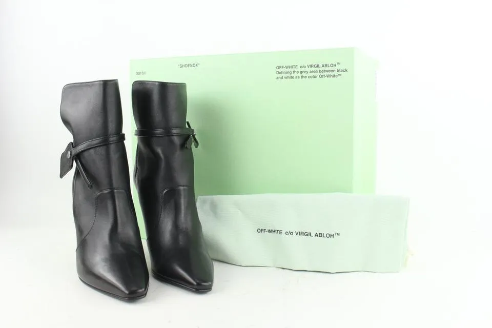 Off-White™ Size 40 Black Leather Ziptie Bootie 3of622