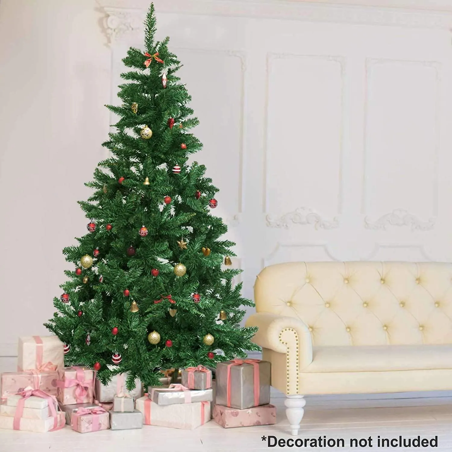 Olsen & Smith Large 7.5ft (7.5 Feet) 2.3m 1346 Tips Festive Artificial Pine Indoor Xmas Christmas Tree with Waterproof Storage Bag (7.5ft / 2.3m)
