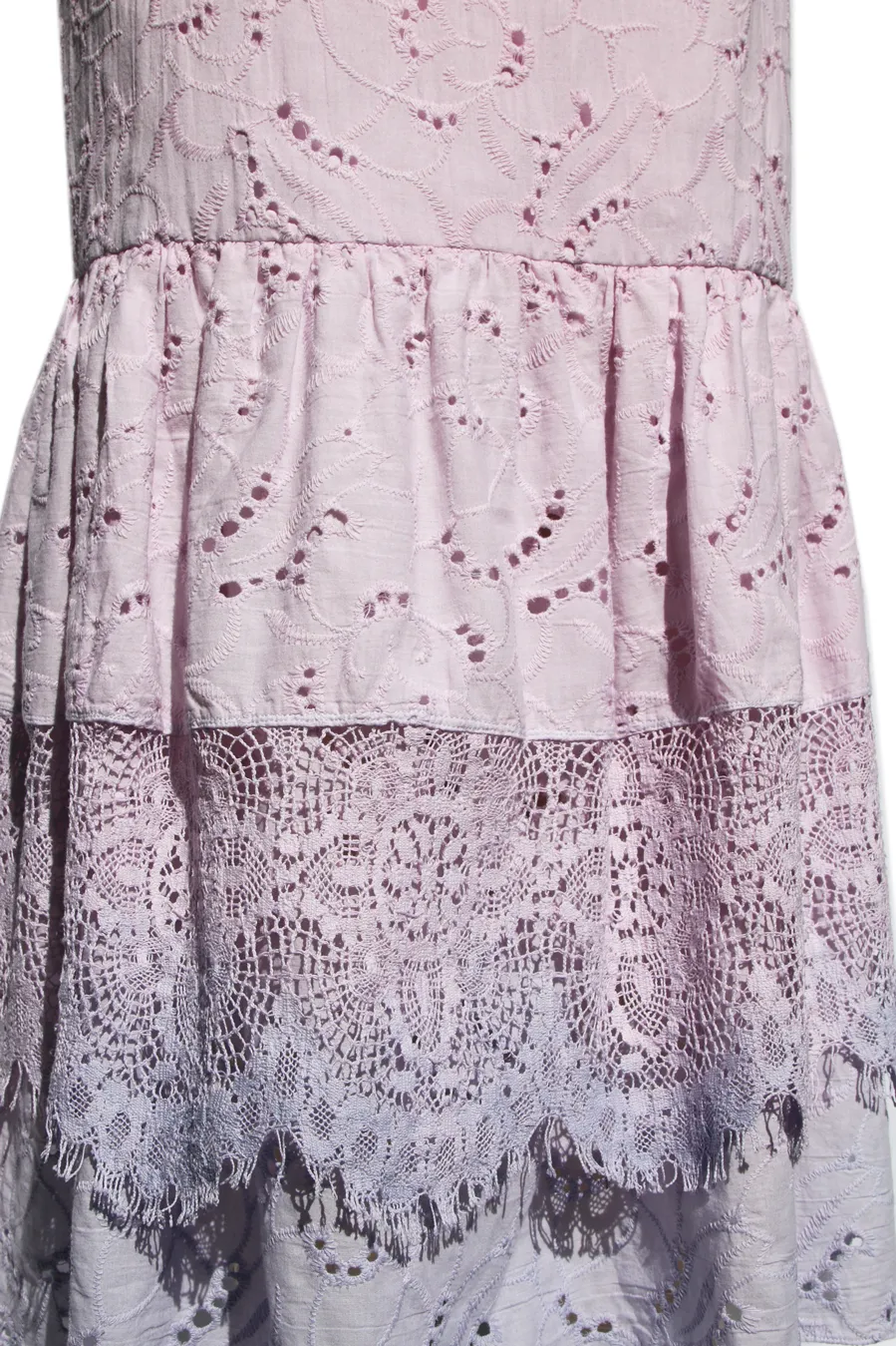 Ombre Pink and Lavender Cotton Eyelet Midi Skirt