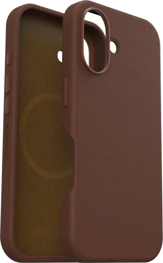 OtterBox - Symmetry Cactus Leather MagSafe Case for Apple iPhone 16 - Rich Adobe