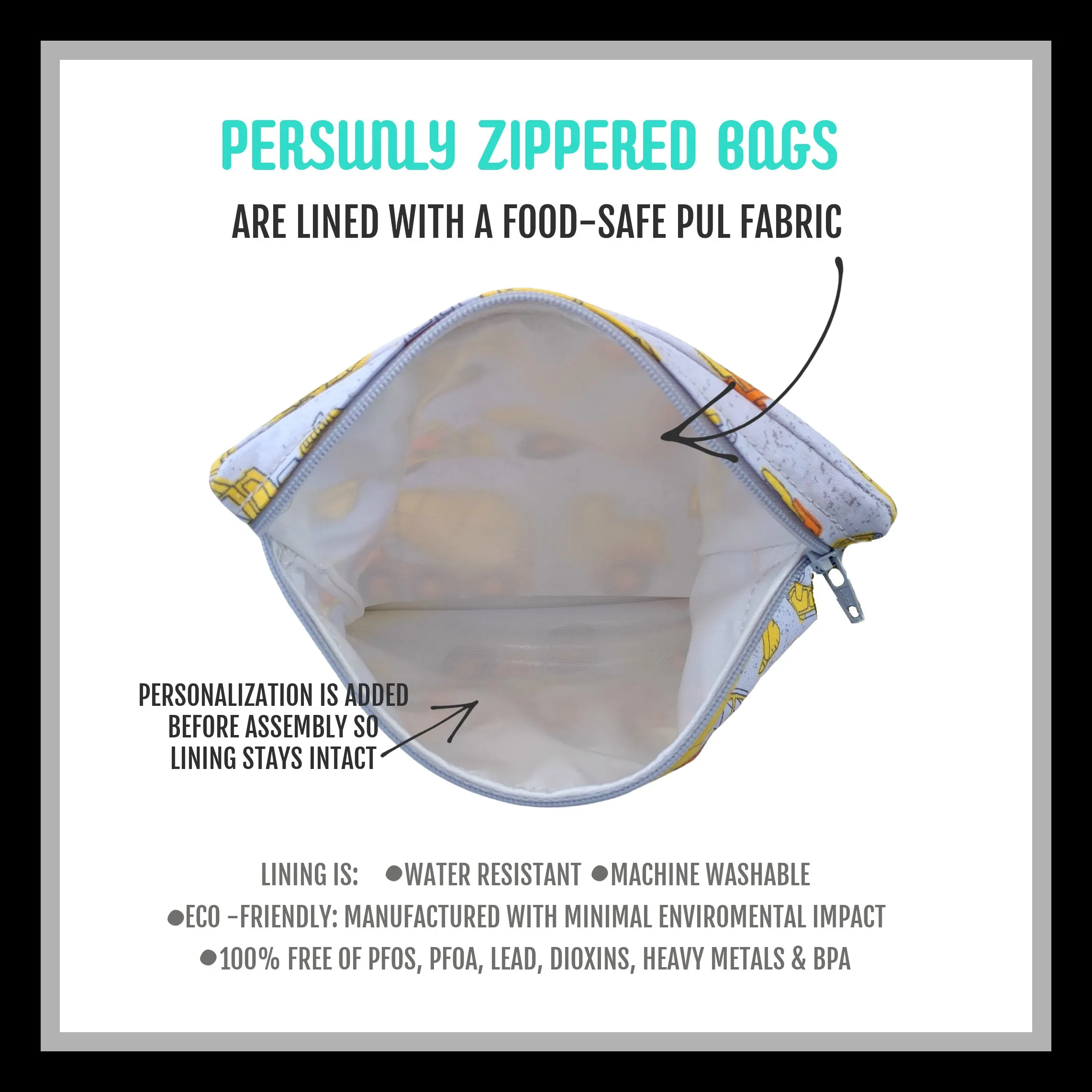 Out of The Blue Sharks Personalized Reusable Food Bag