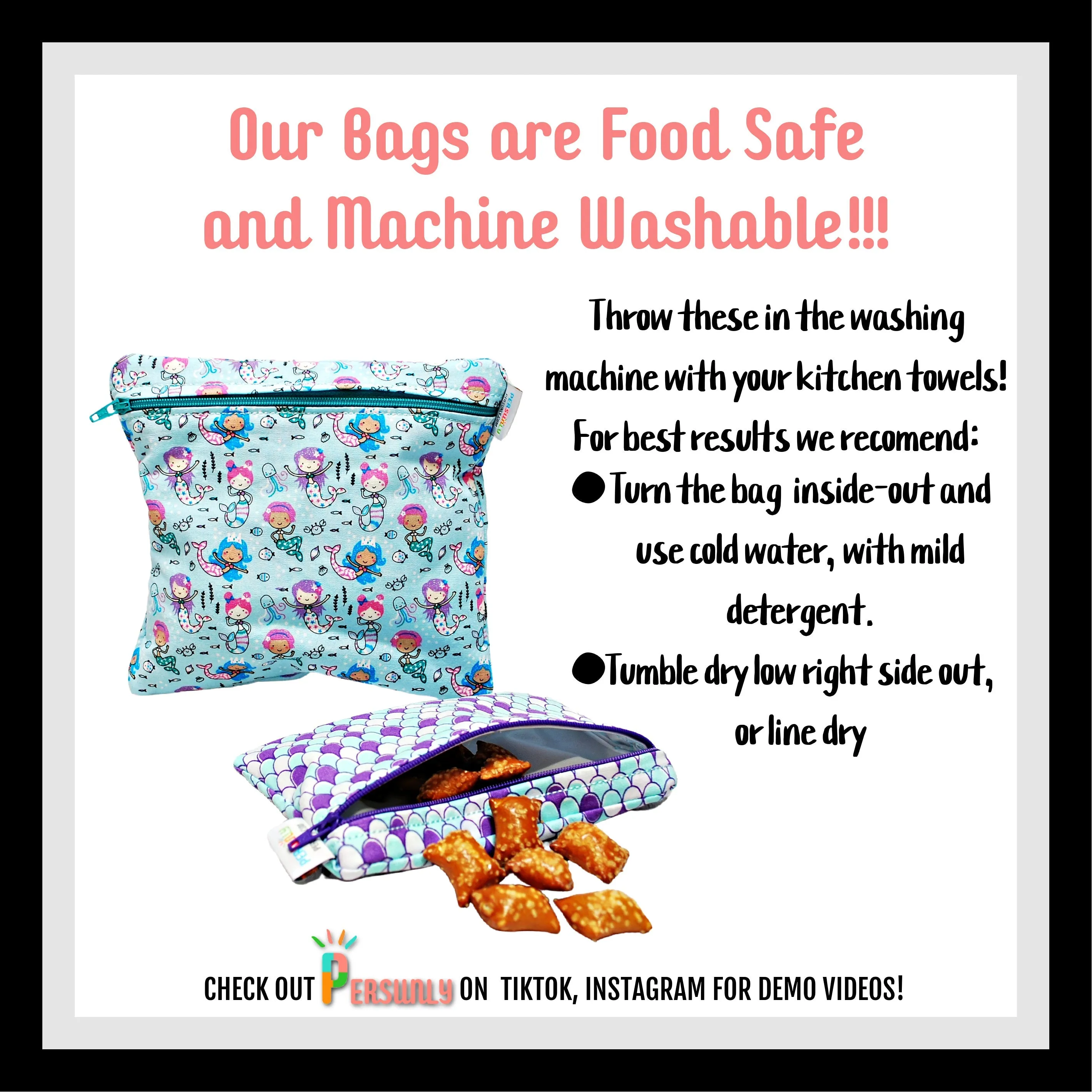Out of The Blue Sharks Personalized Reusable Food Bag