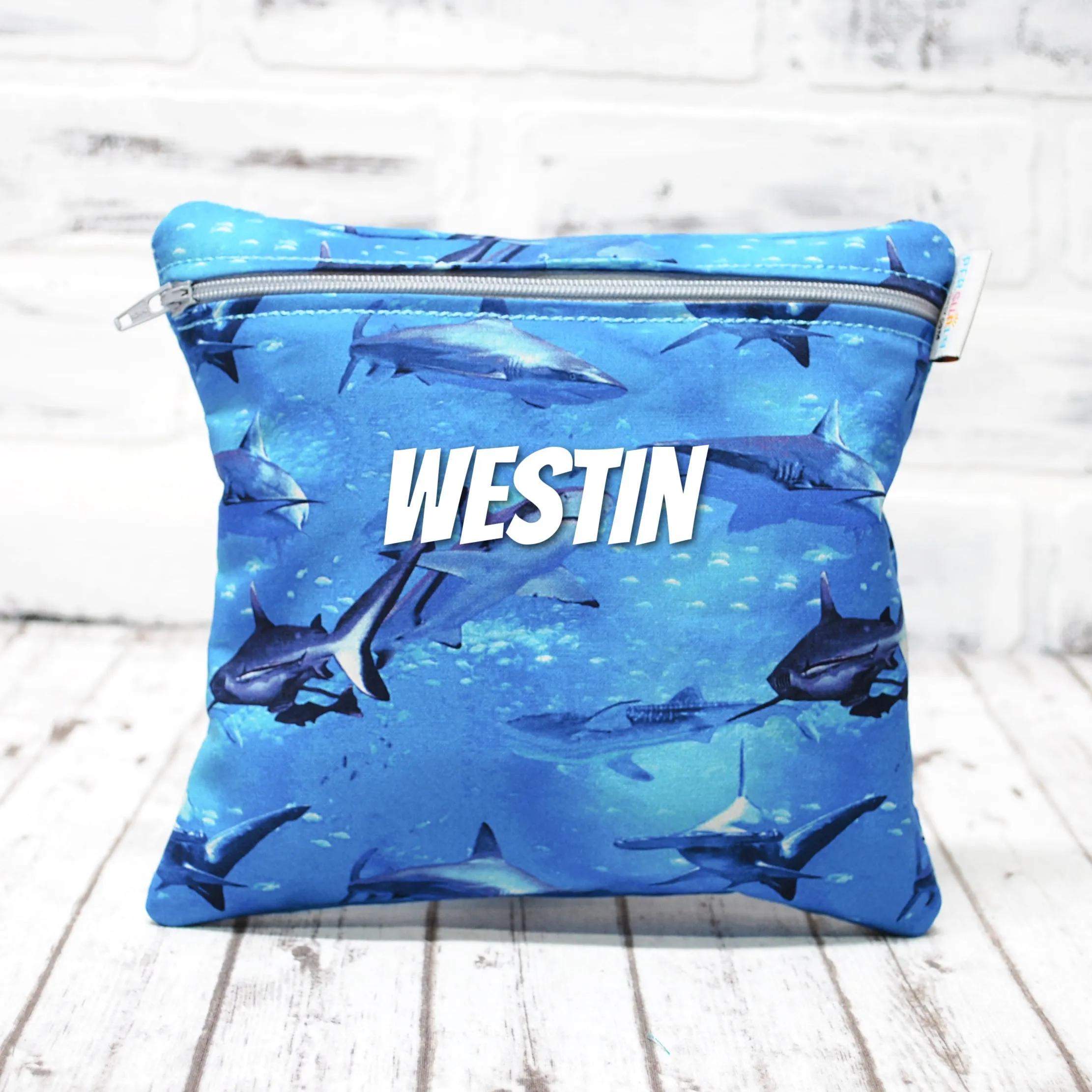 Out of The Blue Sharks Personalized Reusable Food Bag