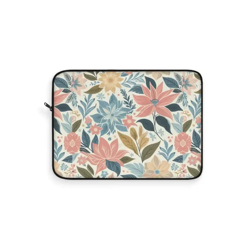 Pastel Floral Pattern Laptop Sleeve Plush Fleece