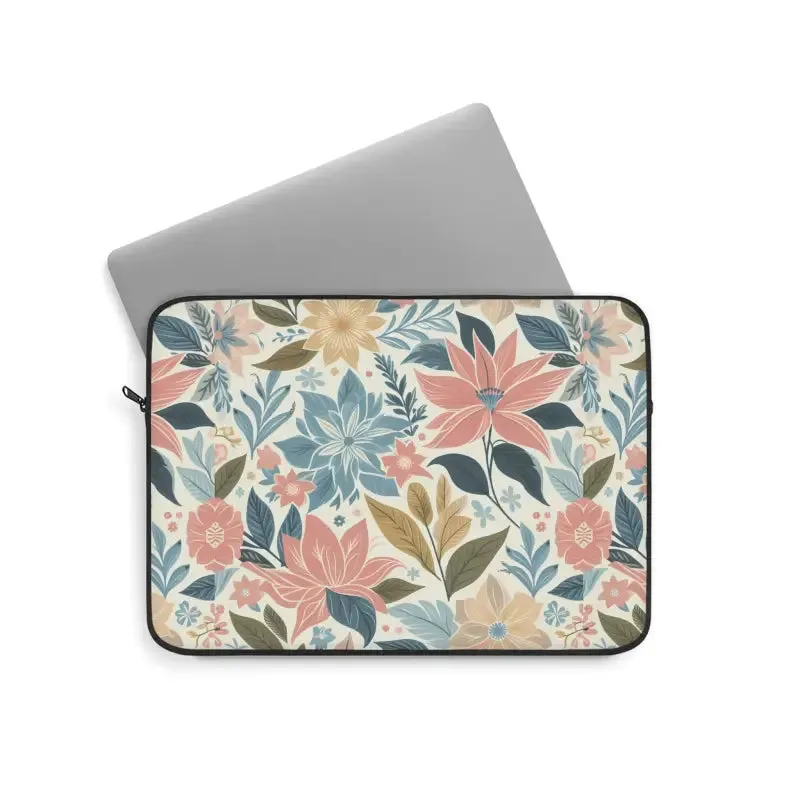 Pastel Floral Pattern Laptop Sleeve Plush Fleece