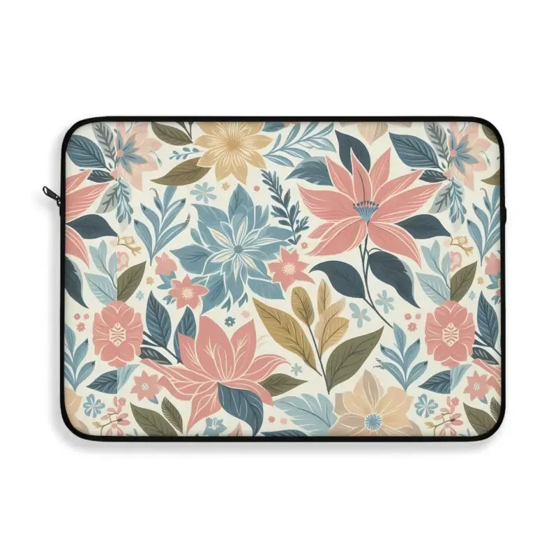 Pastel Floral Pattern Laptop Sleeve Plush Fleece
