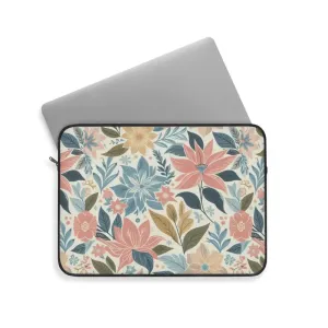 Pastel Floral Pattern Laptop Sleeve Plush Fleece