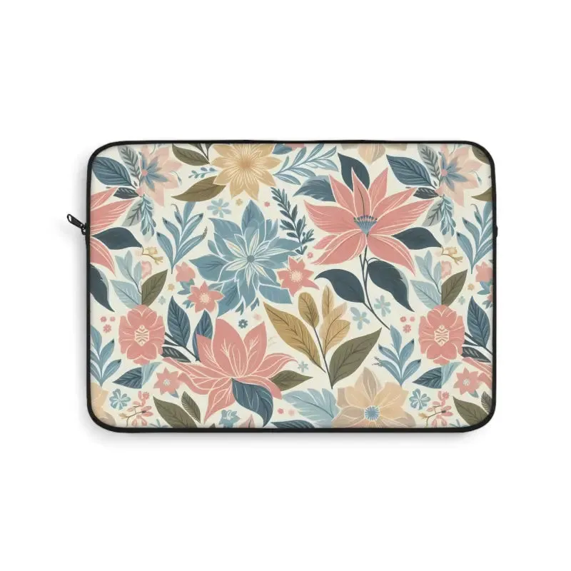 Pastel Floral Pattern Laptop Sleeve Plush Fleece