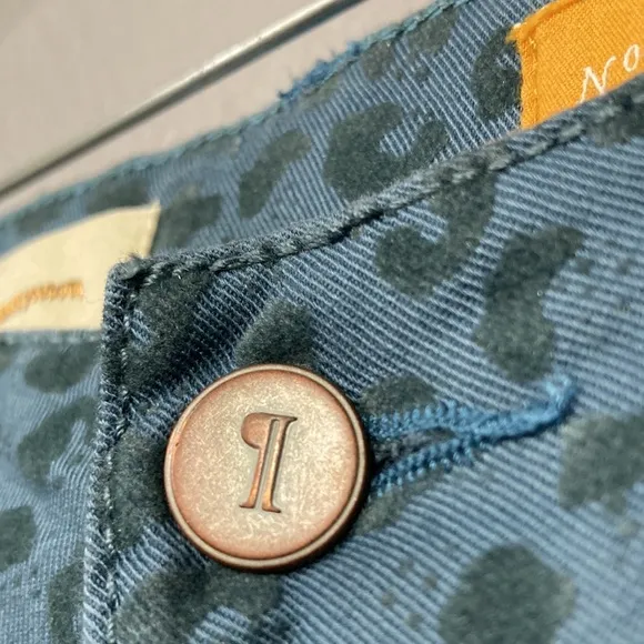 Pilcro And The Letterpress Blue Velvet Leopard Print Pants Women's Size …