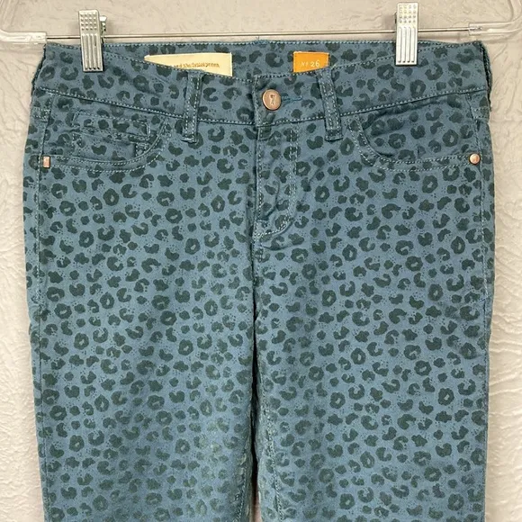 Pilcro And The Letterpress Blue Velvet Leopard Print Pants Women's Size …