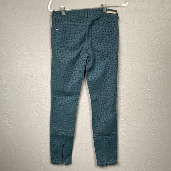 Pilcro And The Letterpress Blue Velvet Leopard Print Pants Women's Size …