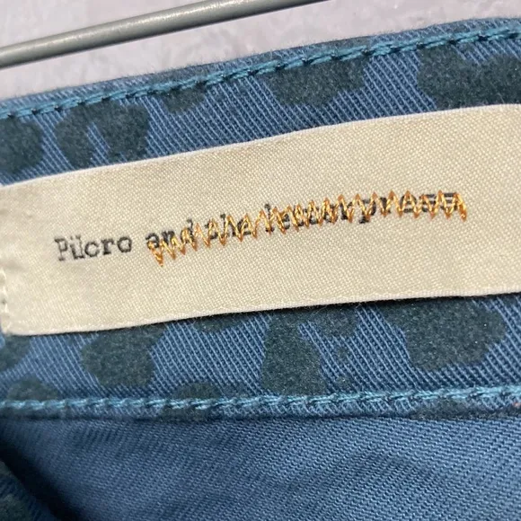 Pilcro And The Letterpress Blue Velvet Leopard Print Pants Women's Size …