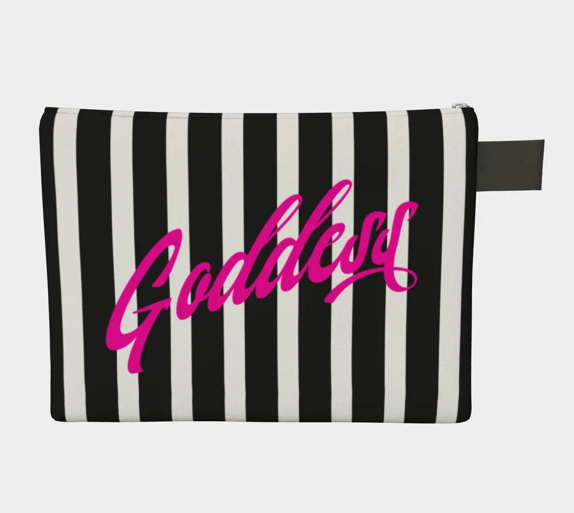 Pink & Black Signature Stripe Zipper Pouch