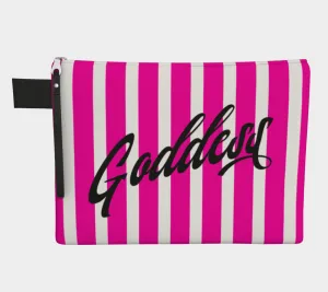 Pink & Black Signature Stripe Zipper Pouch