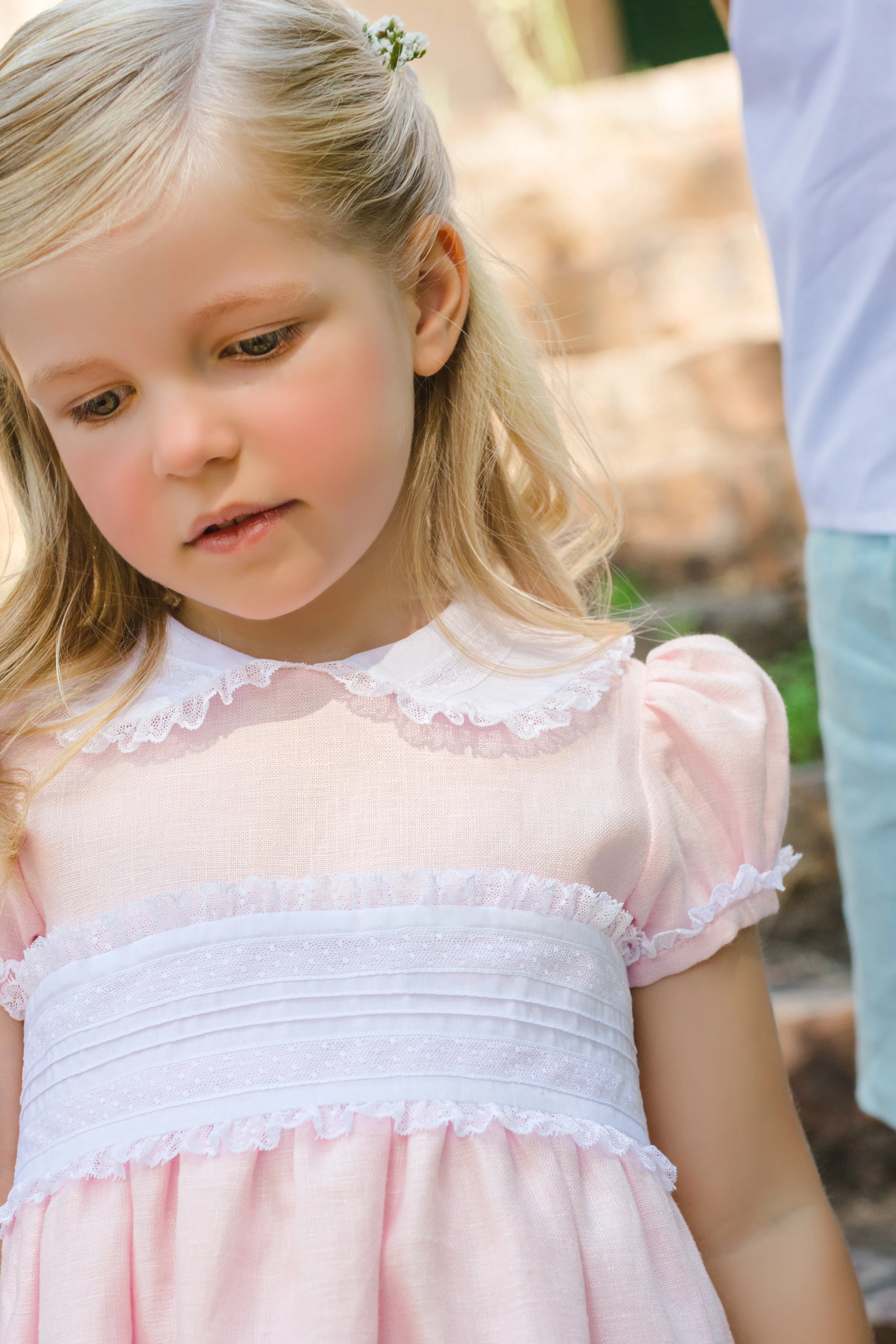 Pink linen classic dress