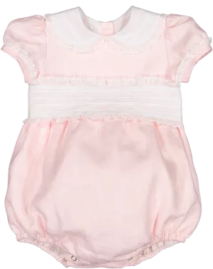 Pink linen classic romper