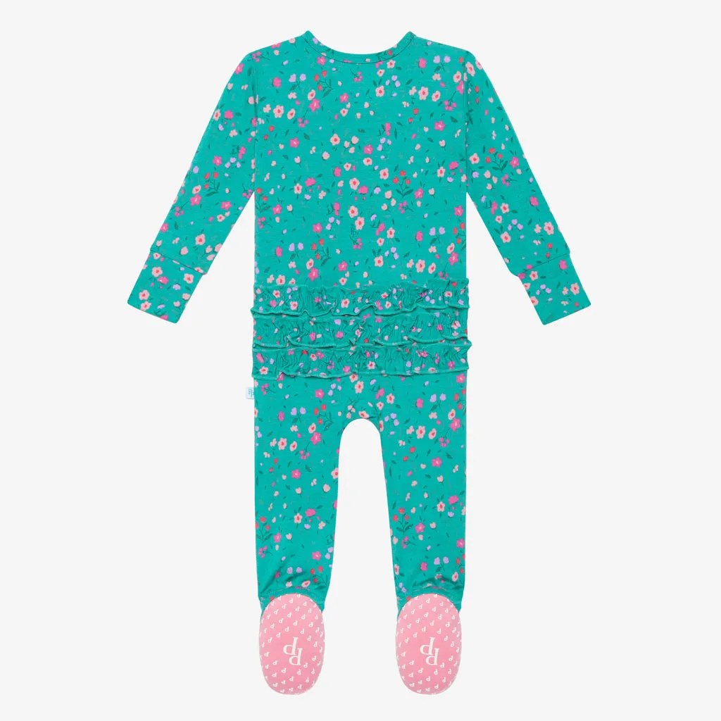 Posh Peanut Cassandra Ruffled Zippered Footie