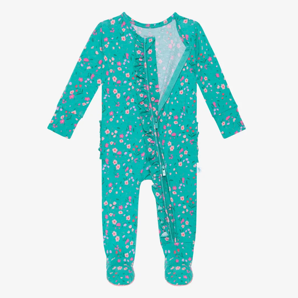 Posh Peanut Cassandra Ruffled Zippered Footie