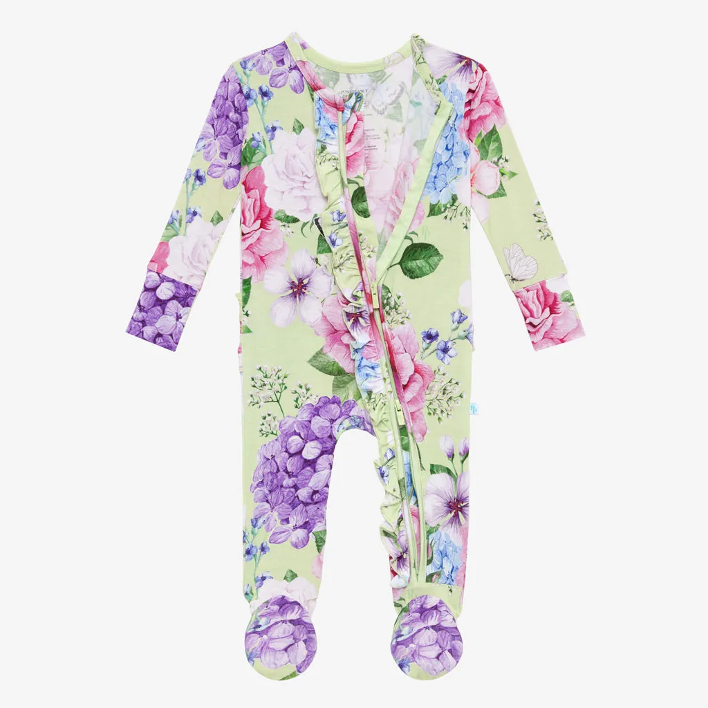 Posh Peanut Georgina Ruffled Zippered Footie