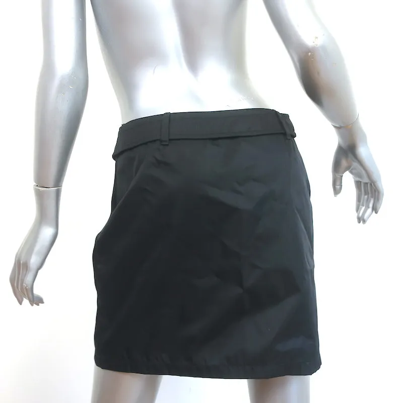 Prada Nylon Belted Mini Skirt Black Size 44