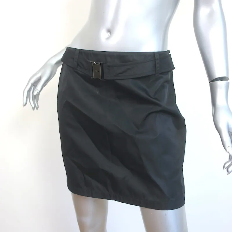 Prada Nylon Belted Mini Skirt Black Size 44