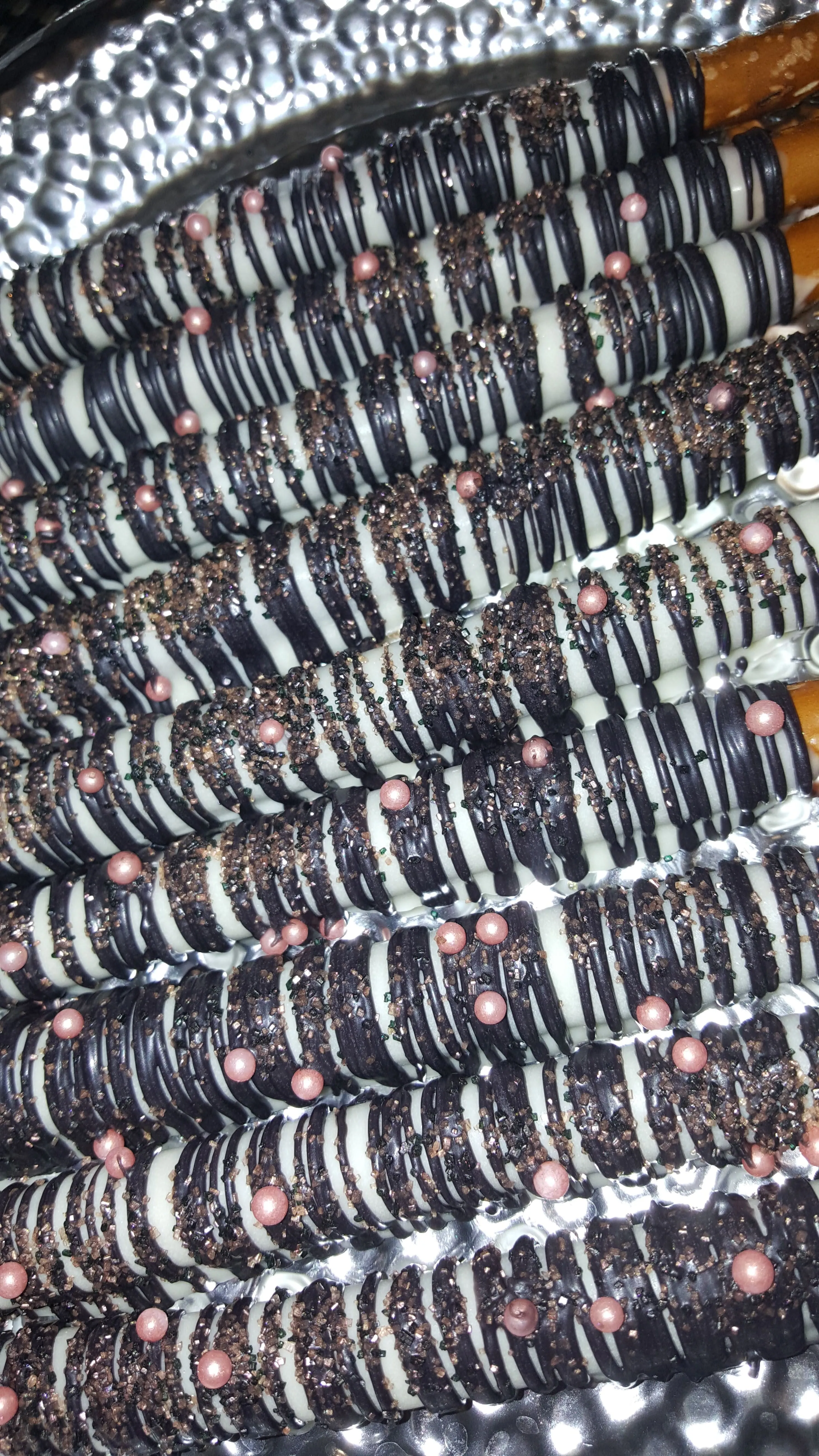 Pretzel Rods - Chocolate Covered/Dipped (Black, White, Rose Gold)