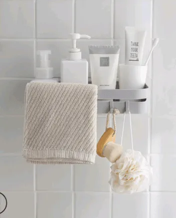 Punch-free bathroom shelf wall storage rack rectangular seamless bathroom shelf