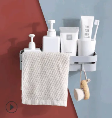 Punch-free bathroom shelf wall storage rack rectangular seamless bathroom shelf