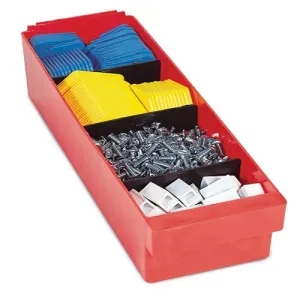 Quantum Storage Systems, DIV6123, Divider, Euro Drawer, 5.5X4, Black, Pk4