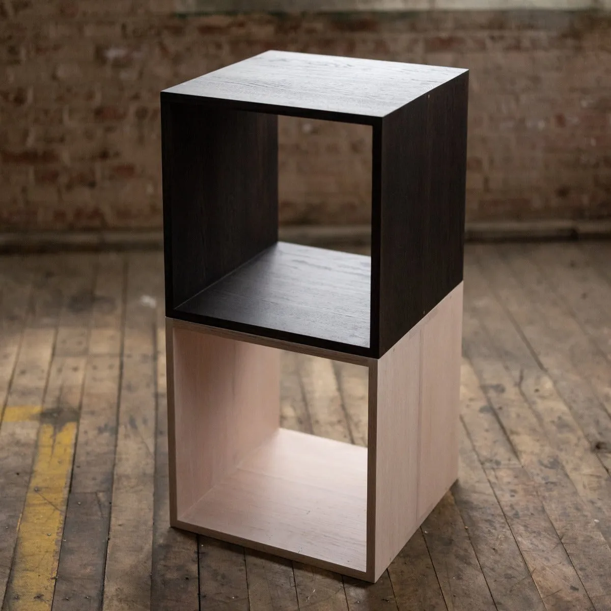 Rainbow City Cubes | Modular Modern Wood Cubes with Brass | Storage or Cocktail Table