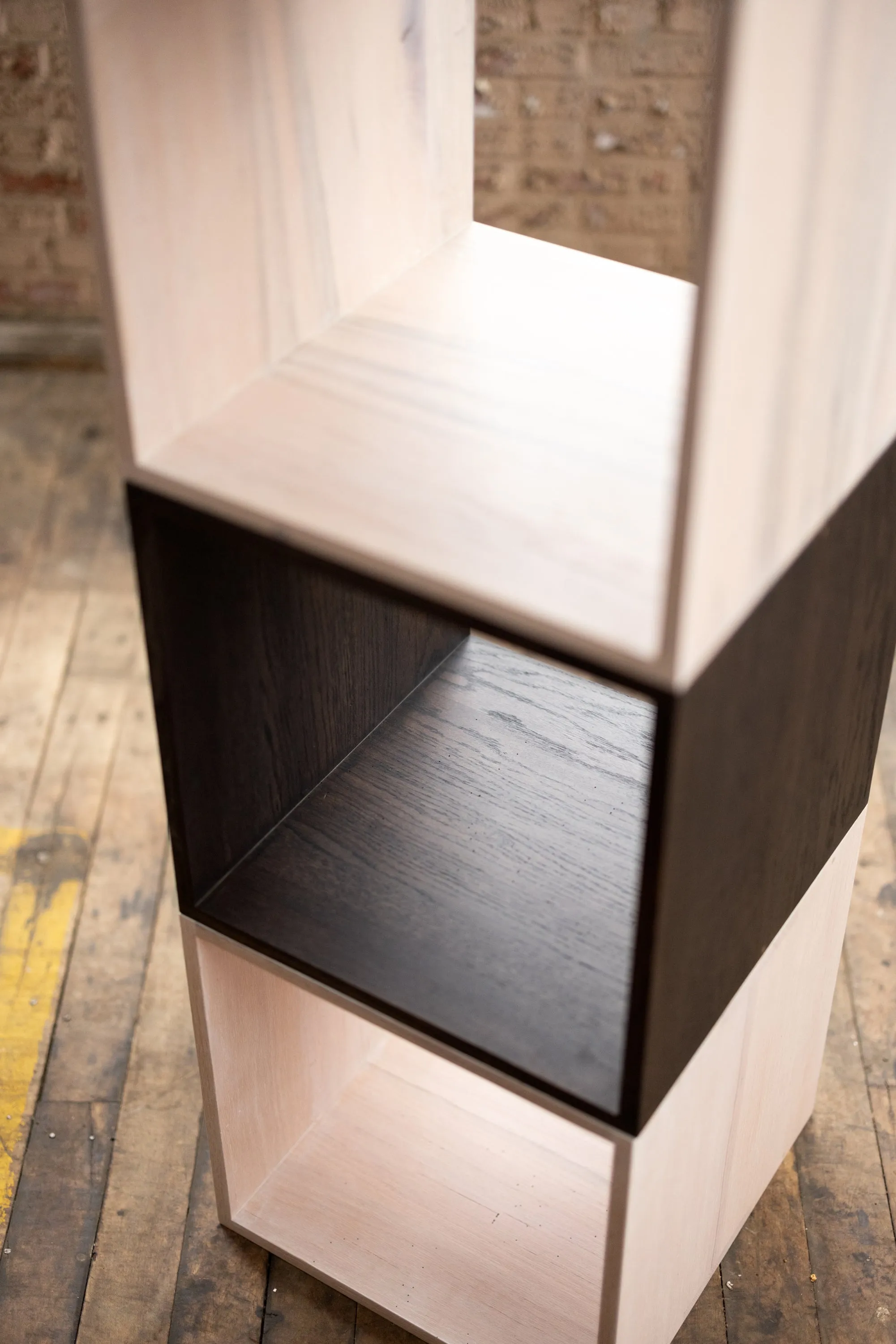 Rainbow City Cubes | Modular Modern Wood Cubes with Brass | Storage or Cocktail Table
